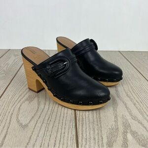 Sam Edelman Women's Nyla Studded Embellished Buckled Clogs 6.5 Black Waxy $140